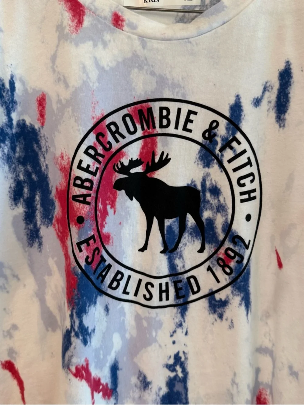 Abercrombie & Fitch‎ Kids Tie-Dye Logo Tee Red White Blue Size 13/14 Patriotic